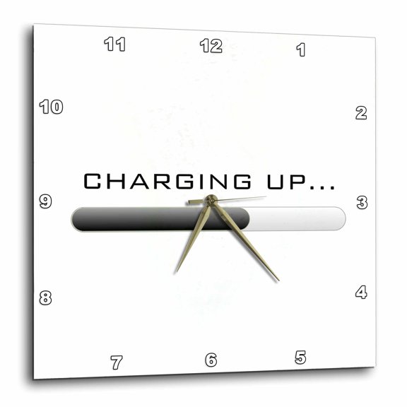 3drose, Charging up Typography - Funny Energy Quote with Loading Icon, 10x10 Wall Clock
