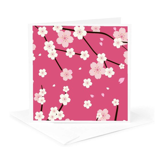3drose, Cherry Blossom Asia Flower of Spring in Sakura Design, 1 Greeting Card with Envelope