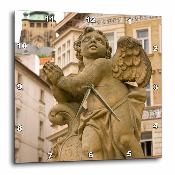 3drose, Cherub Statue, Prague, Czech Republic - Eu06 Tha0043 - Tom Haseltine, 13x13 Wall Clock
