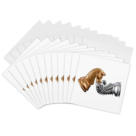 3drose, Chess Game Play Casino Hobby, 12 Greeting Cards with Envelopes