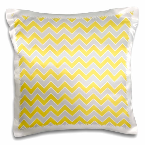 3drose, Chevron Pattern Yellow and Gray Zigzag, 16x16 inch Pillow Case
