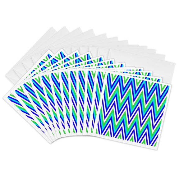 3drose, Chevron Pattern in Blue Grey and White, 12 Greeting Cards with Envelopes