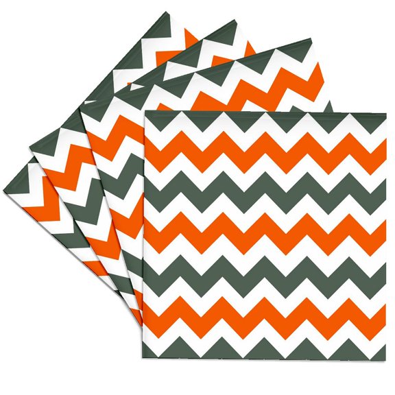 3drose, Chevron Pattern in Russet Orange Grey and White, Set of 4 Ceramic Tile Coasters