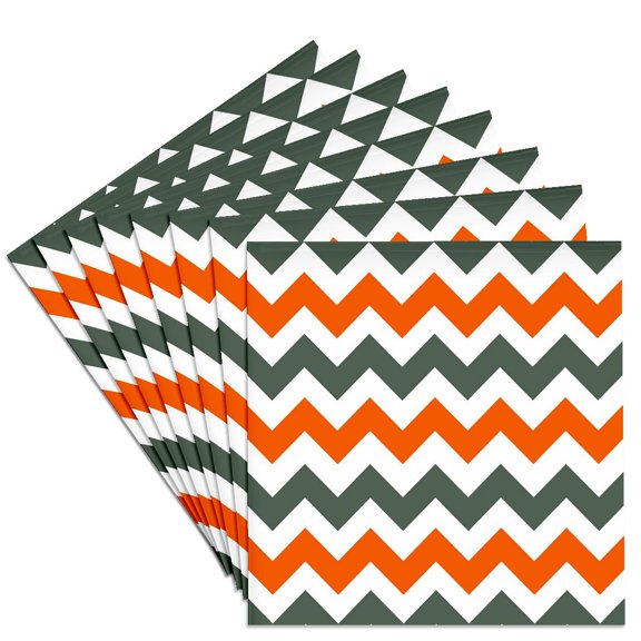 3drose, Chevron Pattern in Russet Orange Grey and White, Set of 8 Ceramic Tile Coasters