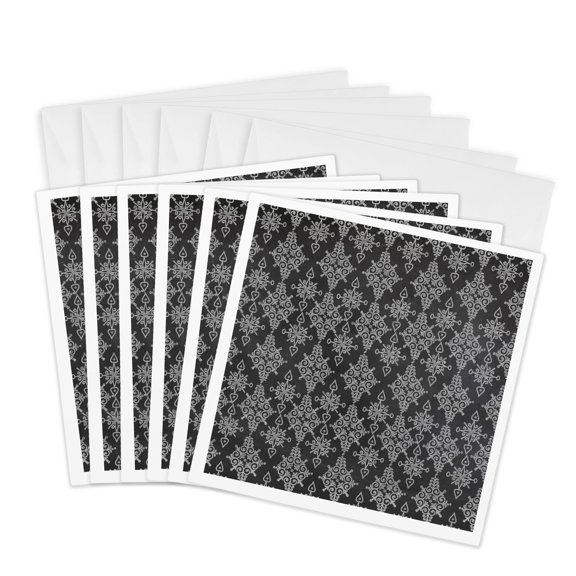 3drose, Chic Damask on a Chalkboard Background, 6 Greeting Cards with Envelopes