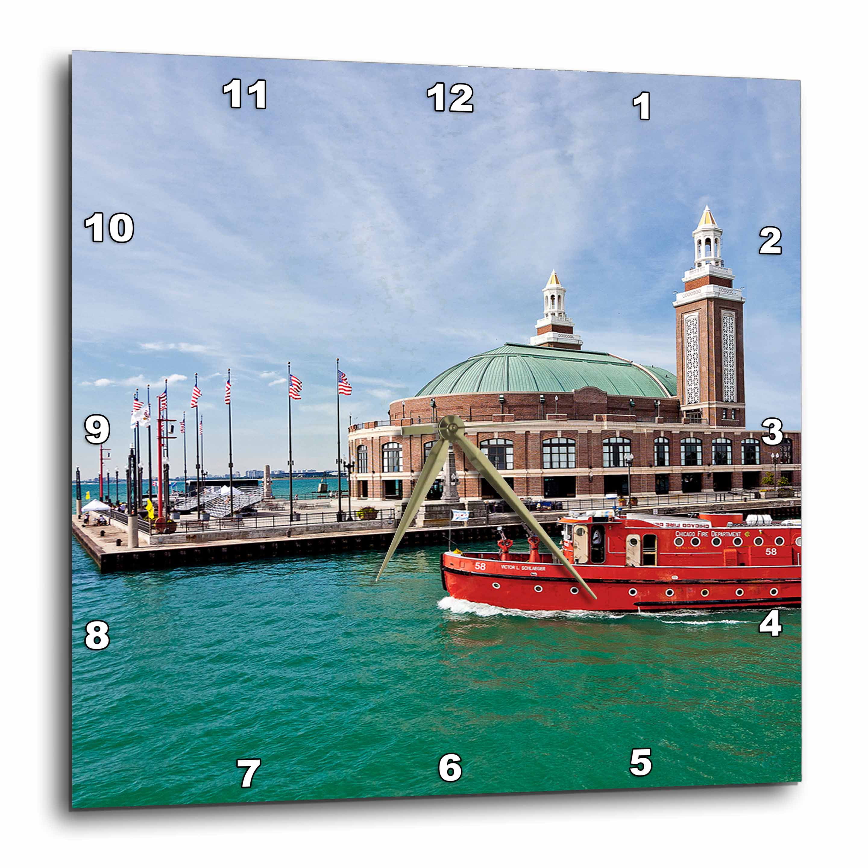 3drose Chicago Skyline From The Water Illinois Usa 13x13 Wall Clock 3drose-chicago-skyline-from-the-water-illinois-usa-13x13-wall-clock