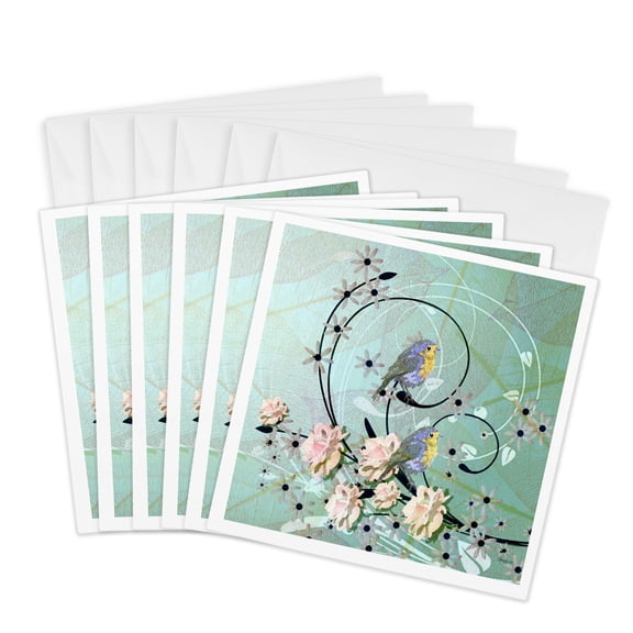 3drose, Chickadee Serenade, 6 Greeting Cards with Envelopes