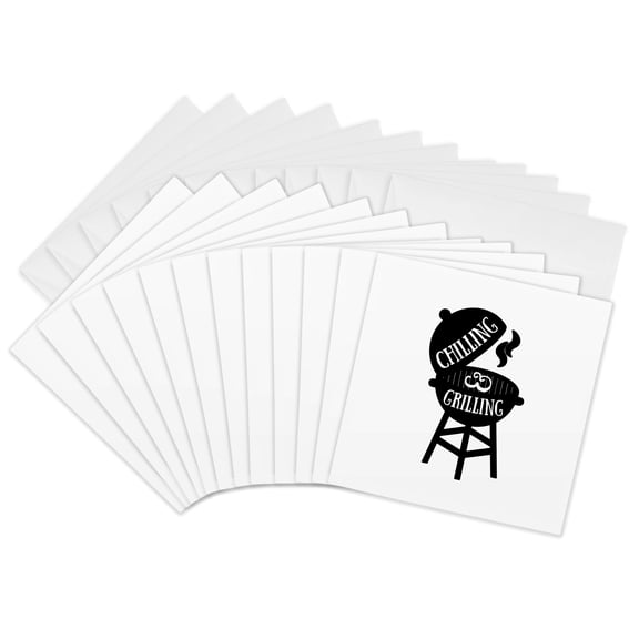 3drose, Chilling and Grilling, 12 Greeting Cards with Envelopes