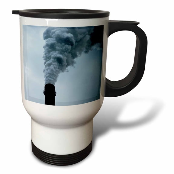 3drose, China, Chongqing, Smokestacks at Coal Power Plants., 14oz Stainless Steel Travel Mug
