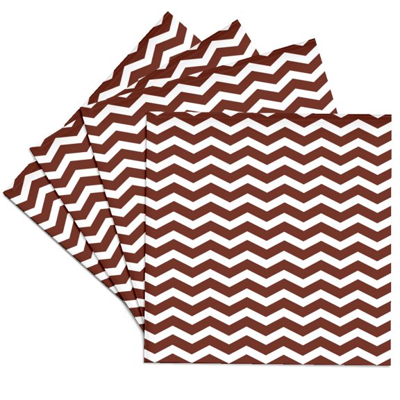3drose, Chocolate Brown and White Chevron Zig Zag Stripe Pattern Retro and Chic, Set of 4 Ceramic Tile Coasters