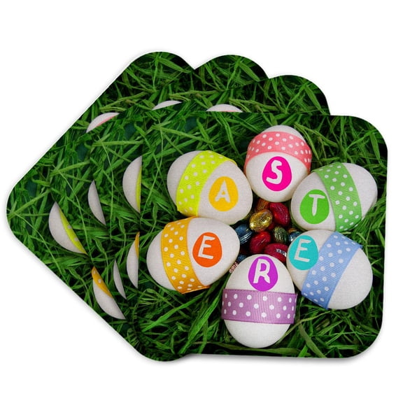 3drose, Chocolate and Real Easter Eggs, Set of 4 Coasters - Soft