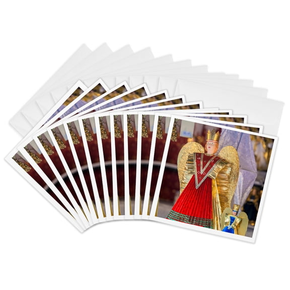 3drose, Christmas Angel Doll at Christmas Market, Nuremberg, Germany, 12 Greeting Cards with Envelopes