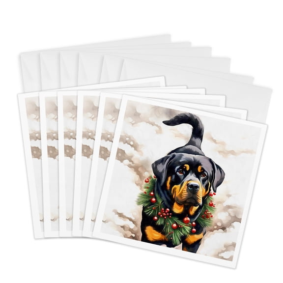 3drose, Christmas Gnomes Sitting in the Snow Drinking Hot Chocolate Novelty, 6 Greeting Cards with Envelopes