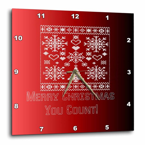 3drose, Christmas Lover Cross Pattern Sampler Merry Christmas You Count, 15x15 Wall Clock