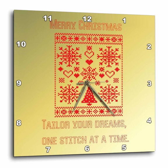 3drose, Christmas Lover Cross Pattern Sampler Tailor Your Dreams, 15x15 Wall Clock