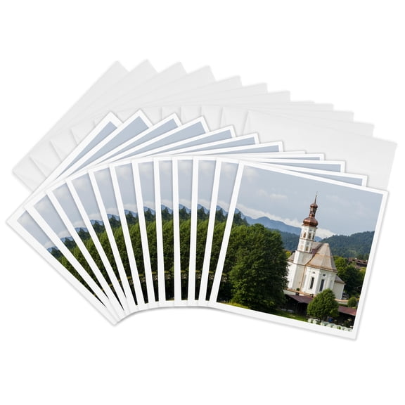 3drose, Church Sankt Michael in the Bavarian Alps. Germany, Bavaria, 12 Greeting Cards with Envelopes
