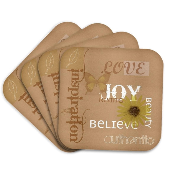 3drose, Cinnamon Orange Joy Rising- Inspirational Words-affirmations, Set of 4 Coasters - Cork