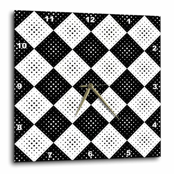 3drose, Circle Pattern Background - Monochrome Abstract Vector Design, 15x15 Wall Clock