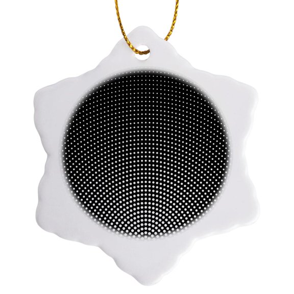3drose, Circle Pattern Background - Monochrome Abstract Vector Graphic, 3 inch Snowflake Porcelain Ornament