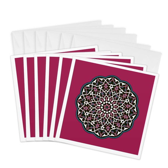 3drose, Circle Pattern Vector Art, 6 Greeting Cards with Envelopes
