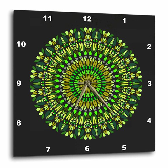 3drose, Circular Floral Pattern Mandala Art - Abstract Vector Design, 10x10 Wall Clock