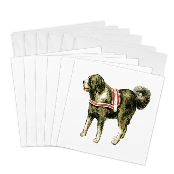 3drose, Circus Dog, 6 Greeting Cards with Envelopes