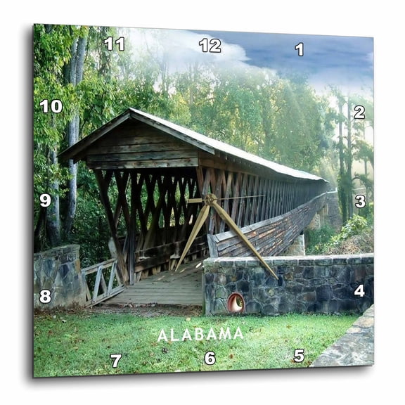 3drose, Clarkson Covered Bridge in Alabama, 13x13 Wall Clock