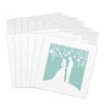 thumbnail image 1 of 3drose, Classy Bride and Groom White Silhouettes on Mint Pastel Blue - Romantic Wedding - Marriage - Married, 6 Greeting Cards with Envelopes, 1 of 7