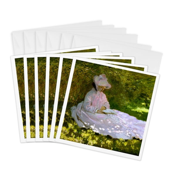 3drose, Claude Monet - the Reader, 6 Greeting Cards with Envelopes