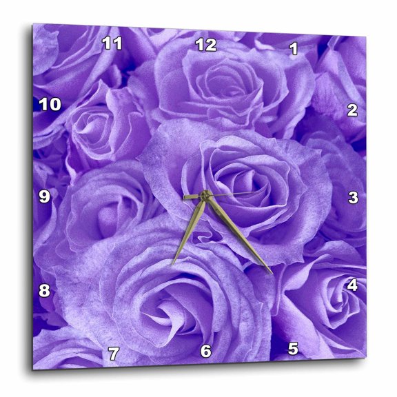 3drose, Close up Scene of Dreamy Soft Iris Purple Roses, 10x10 Wall Clock