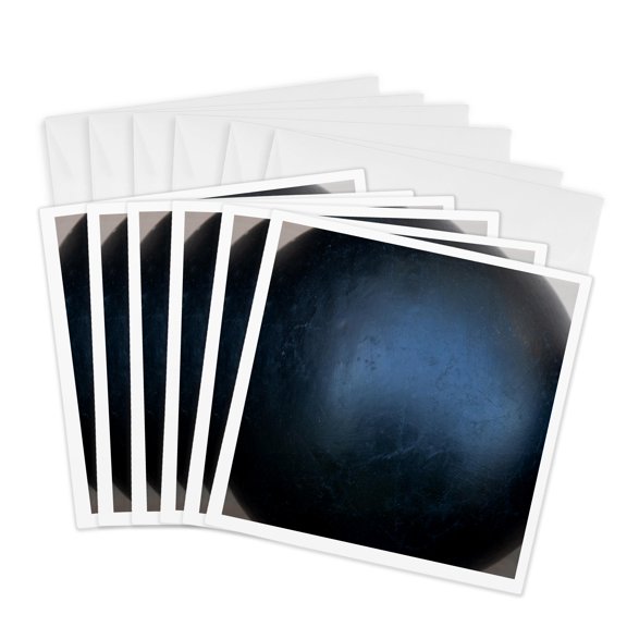 3drose, Closeup View of a Metal Cannon Ball Painted with Black Paint, 6 Greeting Cards with Envelopes