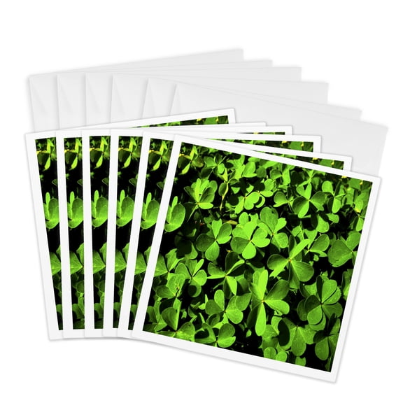 3drose, Clover Background, 6 Greeting Cards with Envelopes