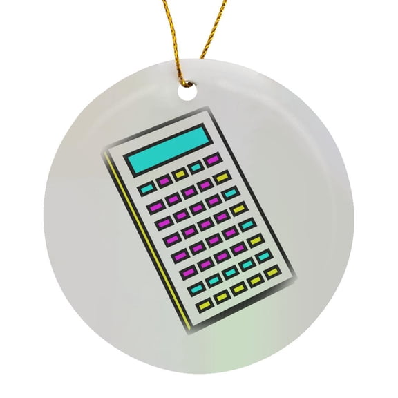 3drose, Cmyk Calculator Math Geek Retro Graphic Cartoon, Circle Porcelain Ornament