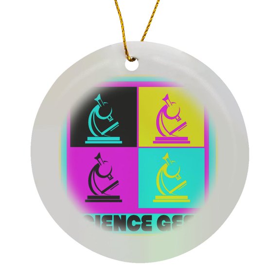 3drose, Cmyk Pop Art Microscope Science Geek Design Cartoon, Circle Porcelain Ornament