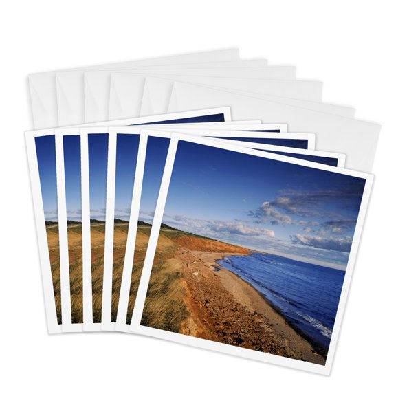 3drose, Coastline, Orby Head, Prince Edward Island, Canada - Cn09 Wbi0008 - Walter Bibikow, 6 Greeting Cards with Envelopes
