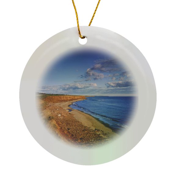 3drose, Coastline, Orby Head, Prince Edward Island, Canada - Cn09 Wbi0008 - Walter Bibikow, Circle Porcelain Ornament