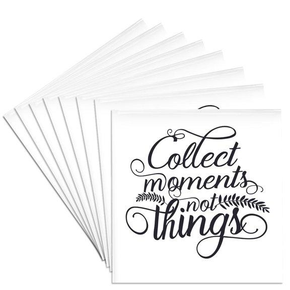 3drose, Collect Moments Not Things, Inspirational Typography,3dramm, Set of 8 Ceramic Tile Coasters