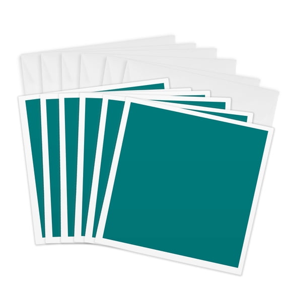 3drose, Color Teal, 6 Greeting Cards with Envelopes