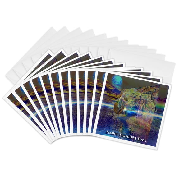 3drose, Color of Sundown, Happy Fathers Day, 3d, 12 Greeting Cards with Envelopes