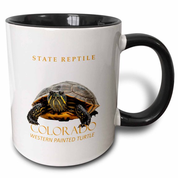 3drose, Colorado Territory Reptile the Western Painted Turtle, 11oz Two-tone Black Mug
