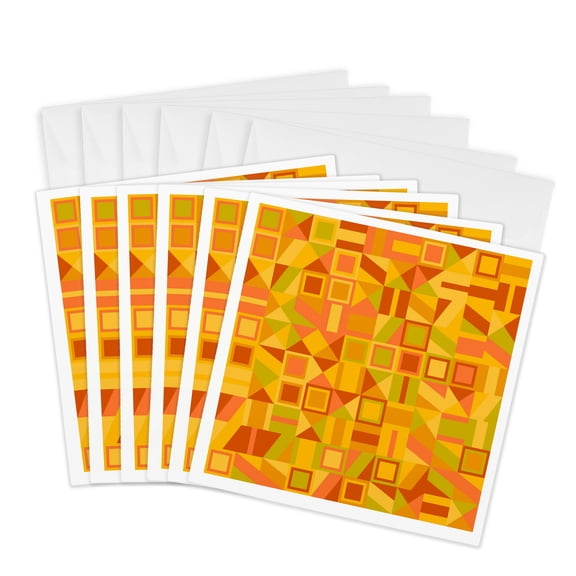 3drose, Colorful Abstract Geometrical Mosaic Pattern Background Design, 6 Greeting Cards with Envelopes