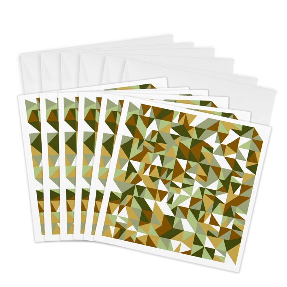 3drose, Colorful Abstract Random Triangular Mosaic Pattern Background, 6 Greeting Cards with Envelopes