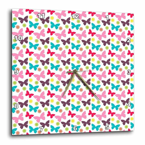 3drose, Colorful Butterflies, 15x15 Wall Clock