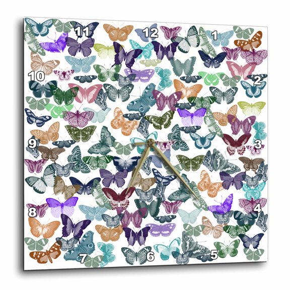 3drose, Colorful Butterflies, 15x15 Wall Clock