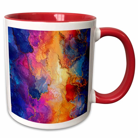 3drose, Colorful Fusion Abstract, 11oz Two-tone Red Mug