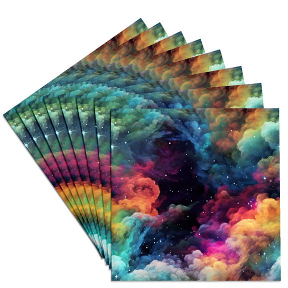 3drose, Colorful Galaxy Sky Patterns, Set of 8 Ceramic Tile Coasters