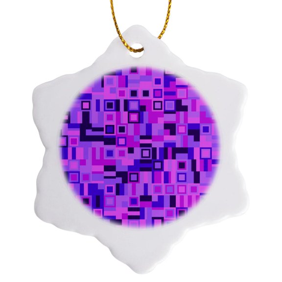 3drose, Colorful Geometric Pattern Background - Abstract Vector Graphic, 3 inch Snowflake Porcelain Ornament