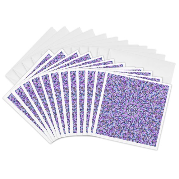 3drose, Colorful Geometrical Hypnotic Round Tiled Mosaic Background, 12 Greeting Cards with Envelopes