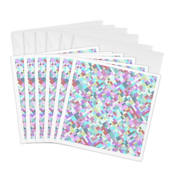 3drose, Colorful Geometrical Pattern Background - Abstract Vector Design, 6 Greeting Cards with Envelopes