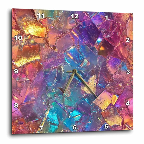 3drose, Colorful Image of Broken Glass Pattern, 10x10 Wall Clock